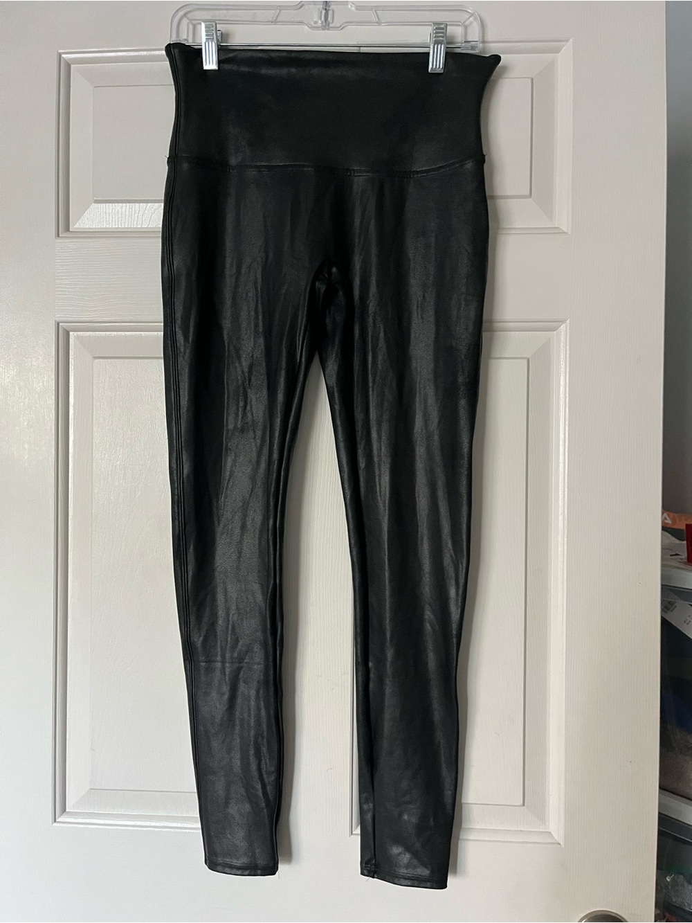 SPANX Shiny Black Faux-Leather High-Rise Leggings - Picture 2 of 4